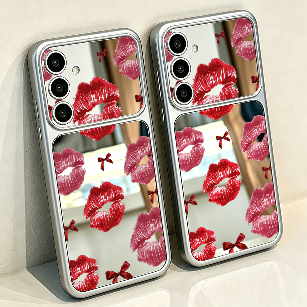 リボンと赤い唇の模様が描かれた、Samsung A57、A1 - Computer Case のレビューと価格