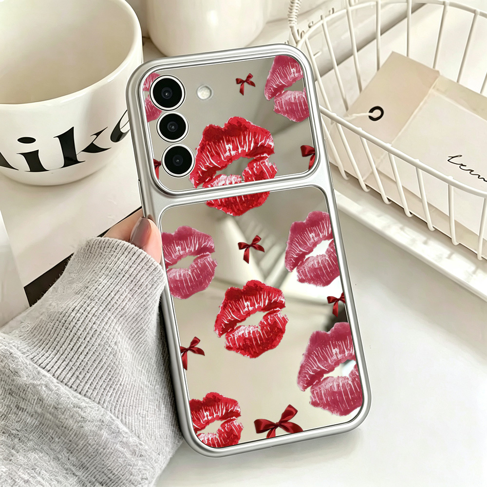 リボンと赤い唇の模様が描かれた、Samsung A57、A1 - Computer Case のレビューと価格